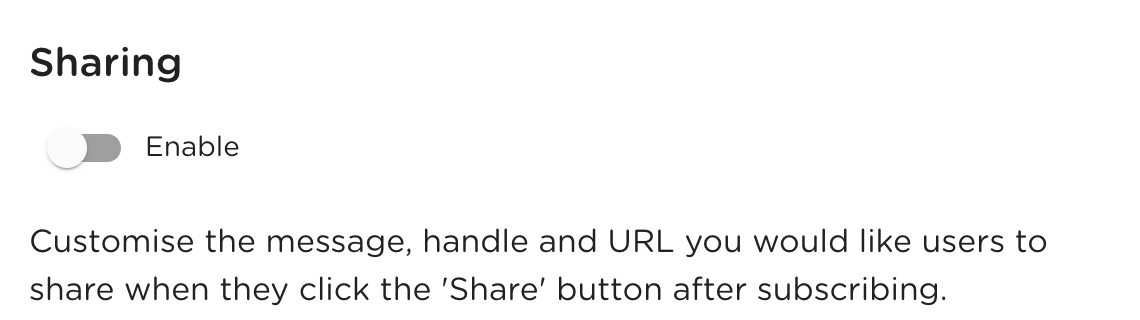 Enable Share Option